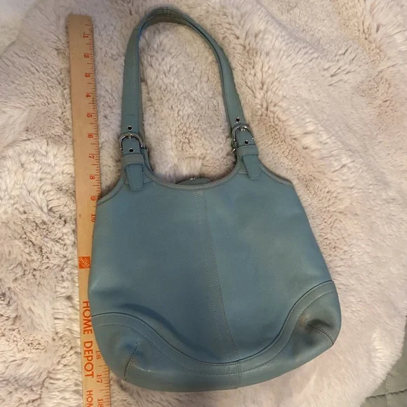 COACH Vintage Soho Slim #4983 Leather Lt. Blue Y2K Shoulder Bag Silver Hardware - Picture 11 of 13